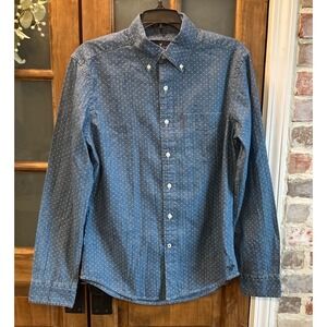 American Eagle Mens Shirt Small Blue Denim Classic Fit Button Down Polka‎ Dot